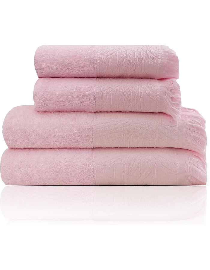 Premium Quality Cotton Bath Towel Set, Pack of 4 Pieces (Different Sizes), Ribbed Design Ultra Soft and Highly Absorbent Towels, Ideal for Hotel, Spa and Everyday Bathroom Use (Silver)