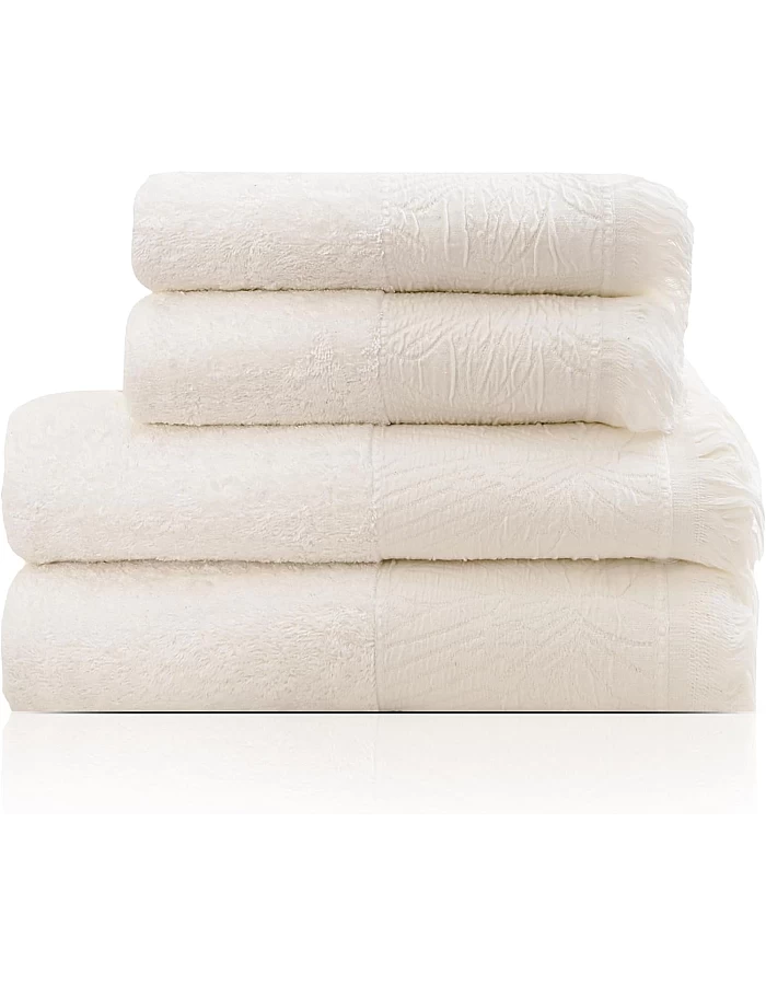 Premium Quality Cotton Bath Towel Set, Pack of 4 Pieces (Different Sizes), Ribbed Design Ultra Soft and Highly Absorbent Towels, Ideal for Hotel, Spa and Everyday Bathroom Use (Silver)