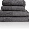 Premium Quality Cotton Bath Towel Set, Pack of 4 Pieces (Different Sizes), Ribbed Design Ultra Soft and Highly Absorbent Towels, Ideal for Hotel, Spa and Everyday Bathroom Use (Silver)