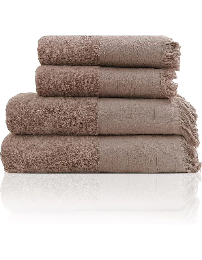 Premium Quality Cotton Bath Towel Set, Pack of 4 Pieces (Different Sizes), Ribbed Design Ultra Soft and Highly Absorbent Towels, Ideal for Hotel, Spa and Everyday Bathroom Use (Silver)