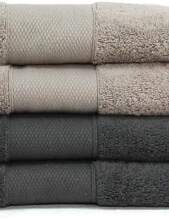 Premium Quality Cotton Bath Towel Set, Pack of 4 Pieces (Same Sizes 50 X 100 CM), Ribbed Design Ultra Soft and Highly Absorbent Towels, Spa and Everyday Bathroom Use (Grey and Caffe)