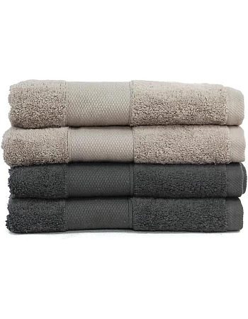 Premium Quality Cotton Bath Towel Set, Pack of 4 Pieces (Same Sizes 50 X 100 CM), Ribbed Design Ultra Soft and Highly Absorbent Towels, Spa and Everyday Bathroom Use (Grey and Caffe)