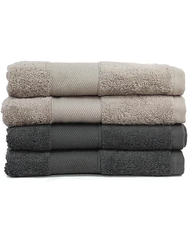 Premium Quality Cotton Bath Towel Set, Pack of 4 Pieces (Same Sizes 50 X 100 CM), Ribbed Design Ultra Soft and Highly Absorbent Towels, Spa and Everyday Bathroom Use (Grey and Caffe)