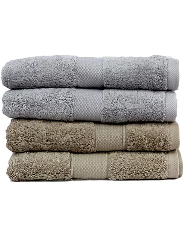 Premium Quality Cotton Bath Towel Set, Pack of 4 Pieces (Same Sizes 50 X 100 CM), Ribbed Design Ultra Soft and Highly Absorbent Towels, Spa and Everyday Bathroom Use (Grey and Caffe)