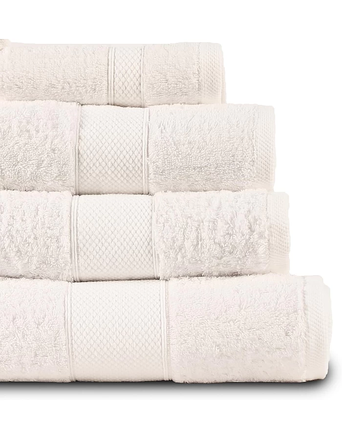 Premium Quality Cotton Bath Towel Set, Pack of 5 Pieces (Different Sizes), Ribbed Design Ultra Soft and Highly Absorbent Towels, Ideal for Hotel, Spa and Everyday Bathroom Use (Off White)