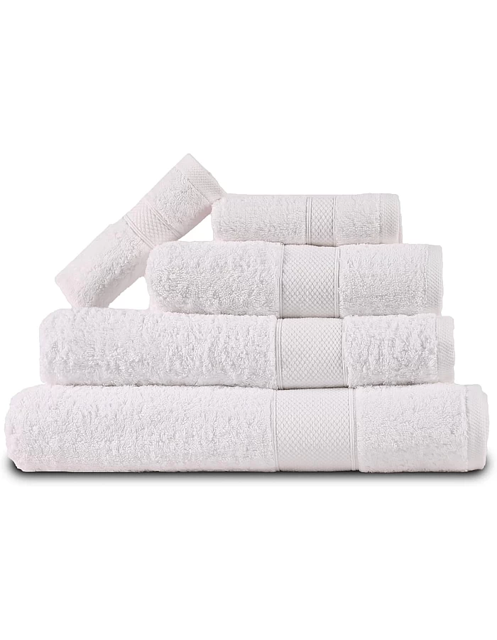 Premium Quality Cotton Bath Towel Set, Pack of 5 Pieces (Different Sizes), Ribbed Design Ultra Soft and Highly Absorbent Towels, Ideal for Hotel, Spa and Everyday Bathroom Use (Off White)