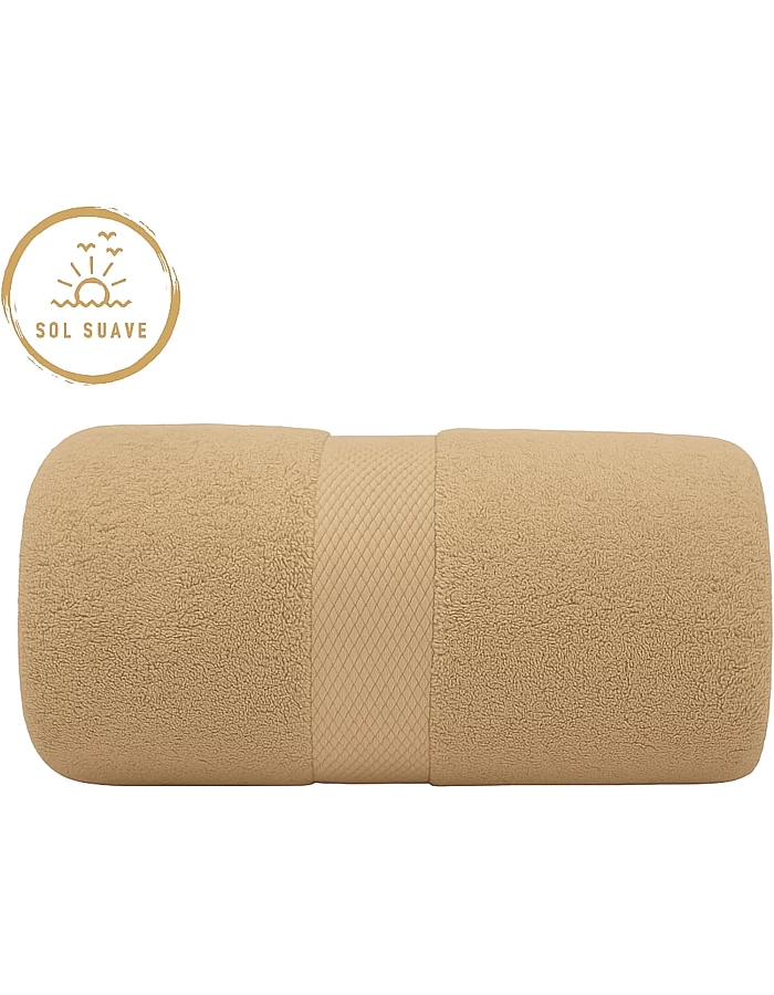 Sol Suave 1 Piece Egyptian Cotton Bath Towel - Ultra Soft & Highly Absorbent, Quick Dry Wash Cloths (Beige, Bath Towel (140 x 70 cm))