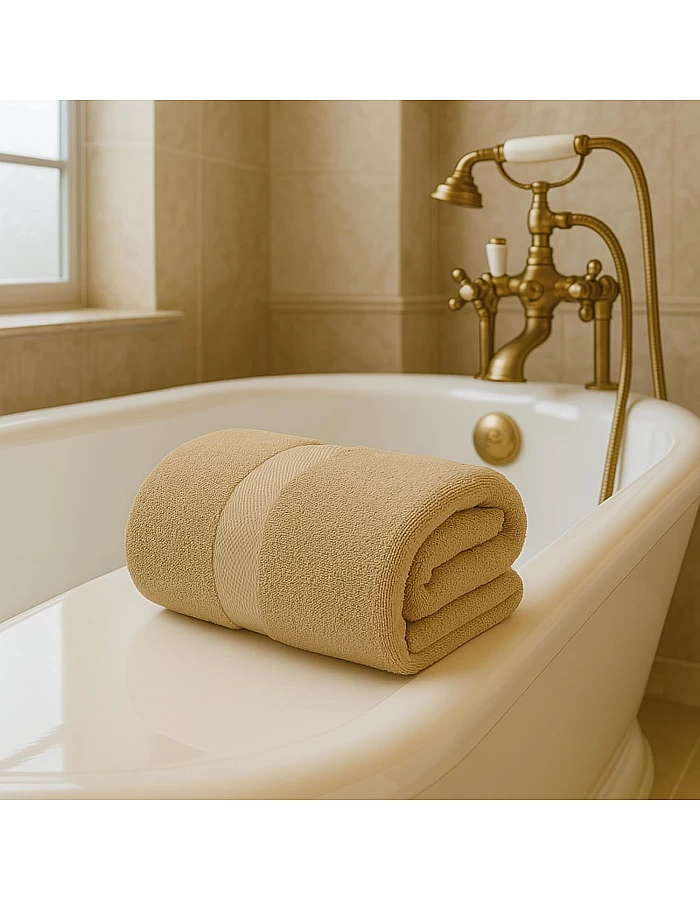Sol Suave 1 Piece Egyptian Cotton Bath Towel - Ultra Soft & Highly Absorbent, Quick Dry Wash Cloths (Beige, Bath Towel (140 x 70 cm))