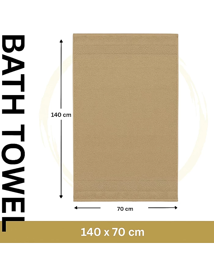 Sol Suave 1 Piece Egyptian Cotton Bath Towel - Ultra Soft & Highly Absorbent, Quick Dry Wash Cloths (Beige, Bath Towel (140 x 70 cm))