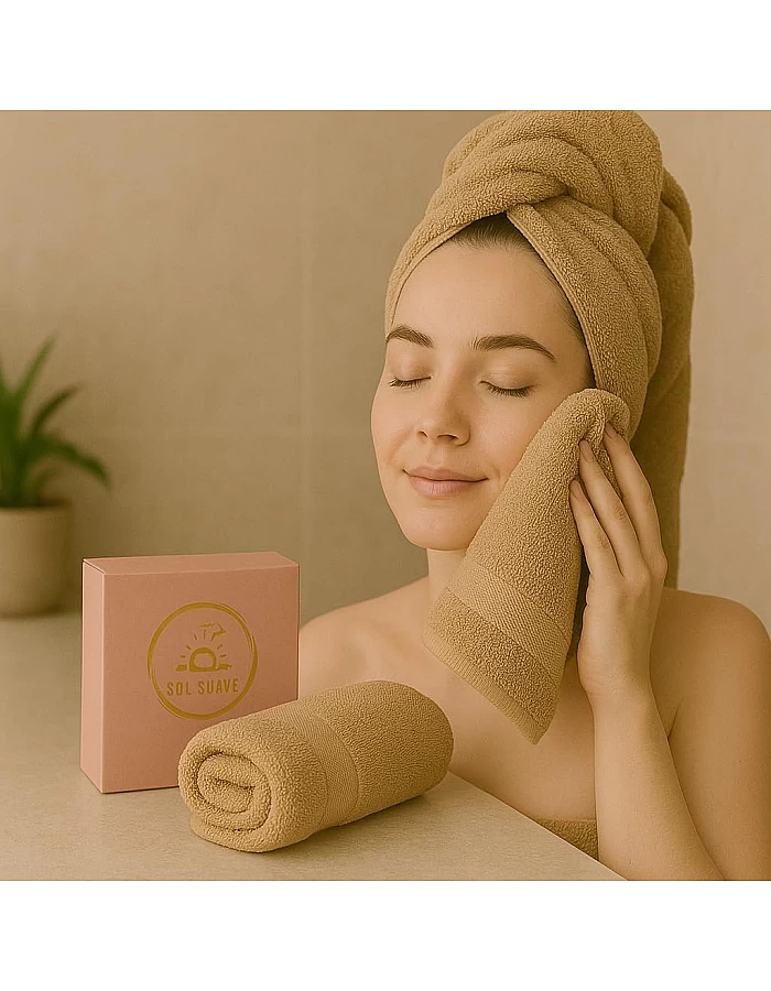 Sol Suave 1 Piece Egyptian Cotton Bath Towel - Ultra Soft & Highly Absorbent, Quick Dry Wash Cloths (Beige, Bath Towel (140 x 70 cm))