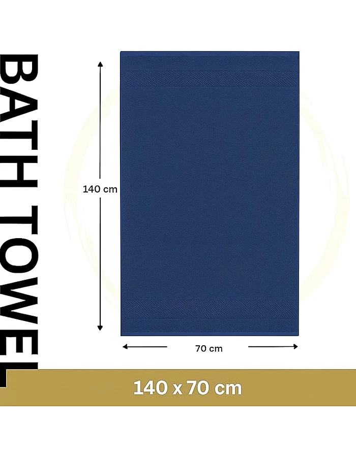 Sol Suave 1 Piece Egyptian Cotton Bath Towel - Ultra Soft & Highly Absorbent, Quick Dry Wash Cloths (Navy Blue, Bath Towel (140 x 70 cm))