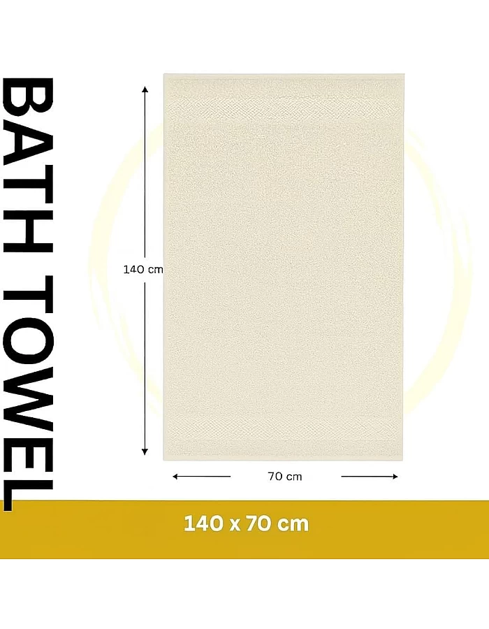 Sol Suave 1 Piece Egyptian Cotton Bath Towel - Ultra Soft & Highly Absorbent, Quick Dry Wash Cloths (Off-white, Bath Towel (140 x 70 cm))