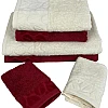Sol Suave 6 Pieces Bath Towel Set, 100% Cotton, Hotel Quality Towels, 2 Bath Towels 70 * 140 cm, 2 Hand Towels 50 * 100 cm, 2 Washcloths 30 * 30 cm (Barn-red/Off-White)