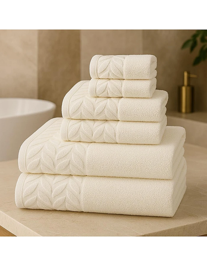 Sol Suave 6 Pieces Bath Towel Set, 100% Cotton, Hotel Quality Towels, 2 Bath Towels 70 * 140 cm, 2 Hand Towels 50 * 100 cm, 2 Washcloths 30 * 30 cm (Barn-red/Off-White)