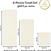 Sol Suave 6 Pieces Bath Towel Set, 100% Cotton, Hotel Quality Towels, 2 Bath Towels 70 * 140 cm, 2 Hand Towels 50 * 100 cm, 2 Washcloths 30 * 30 cm (Off-White)