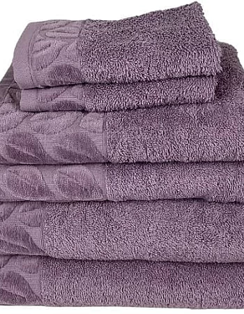 Sol Suave 6 Pieces Bath Towel Set, 100% Cotton, Hotel Quality Towels, 2 Bath Towels 70 * 140 cm, 2 Hand Towels 50 * 100 cm, 2 Washcloths 30 * 30 cm (Mauve)