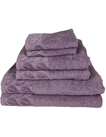 Sol Suave 6 Pieces Bath Towel Set, 100% Cotton, Hotel Quality Towels, 2 Bath Towels 70 * 140 cm, 2 Hand Towels 50 * 100 cm, 2 Washcloths 30 * 30 cm (Mauve)
