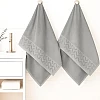 Sol Suave Cotton Bath Towels, 2 Pieces, 140x70 cm, Ultra Soft with Jacquard Leaf Pattern, High Water Absorption, (Silver, 2 Bath Towels 140x70 cm)