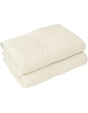 Sol Suave Cotton Bath Towels, 2 Pieces, 140x70 cm, Ultra Soft with Jacquard Leaf Pattern, High Water Absorption, (Silver, 2 Bath Towels 140x70 cm)