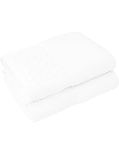 Sol Suave Cotton Bath Towels, 2 Pieces, 140x70 cm, Ultra Soft with Jacquard Leaf Pattern, High Water Absorption, (Silver, 2 Bath Towels 140x70 cm)