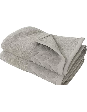 Sol Suave Cotton Bath Towels, 2 Pieces, 140x70 cm, Ultra Soft with Jacquard Leaf Pattern, High Water Absorption, (Silver, 2 Bath Towels 140x70 cm)