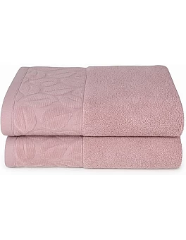 Sol Suave Cotton Bath Towels, 2 Pieces, 140x70 cm, Ultra Soft with Jacquard Leaf Pattern, High Water Absorption, (Silver, 2 Bath Towels 140x70 cm)