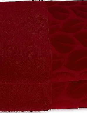 Sol Suave Cotton Hand Towels, 2 Pieces, 100x50 cm, Ultra Soft, Elegant Jacquard Leaf Pattern, High Water Absorption (Barn Red, 2 Hand Towels 100x50 cm)