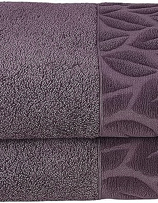 Sol Suave Cotton Hand Towels, 2 Pieces, 100x50 cm, Ultra Soft, Elegant Jacquard Leaf Pattern, High Water Absorption (Barn Red, 2 Hand Towels 100x50 cm)