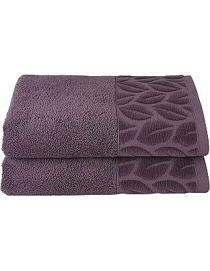 Sol Suave Cotton Hand Towels, 2 Pieces, 100x50 cm, Ultra Soft, Elegant Jacquard Leaf Pattern, High Water Absorption (Barn Red, 2 Hand Towels 100x50 cm)