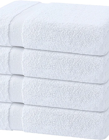 Wealuxe White Bath Towels 27x54 Inch, Cotton Towel Set for Bathroom, Hotel, Gym, Spa, Soft Extra Absorbent Quick Dry 4 Pack