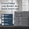 White Classic 8 Piece Egyptian Cotton Towel Set - 2 Large Bath, 2 Thick Hand, 4 Face - Charcoal Grey, Super Absorbent