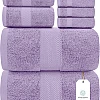 White Classic 8 Piece Egyptian Cotton Towel Set - 2 Large Bath, 2 Thick Hand, 4 Face - Charcoal Grey, Super Absorbent