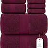 White Classic 8 Piece Egyptian Cotton Towel Set - 2 Large Bath, 2 Thick Hand, 4 Face - Charcoal Grey, Super Absorbent