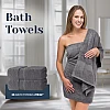 White Classic 8 Piece Egyptian Cotton Towel Set - 2 Large Bath, 2 Thick Hand, 4 Face - Charcoal Grey, Super Absorbent