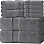 White Classic 8 Piece Egyptian Cotton Towel Set - 2 Large Bath, 2 Thick Hand, 4 Face - Charcoal Grey, Super Absorbent