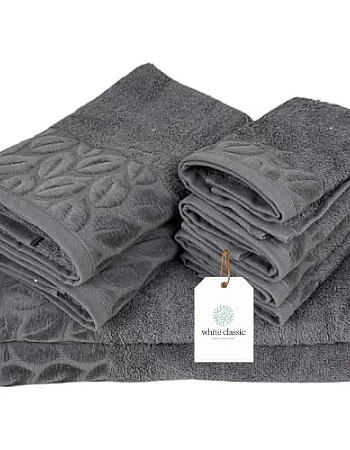 White Classic Cotton Bath Towel Set, 8-Piece, 700 GSM, 2 Bath Towels, 2 Hand Towels, 4 Washcloths (Gray)