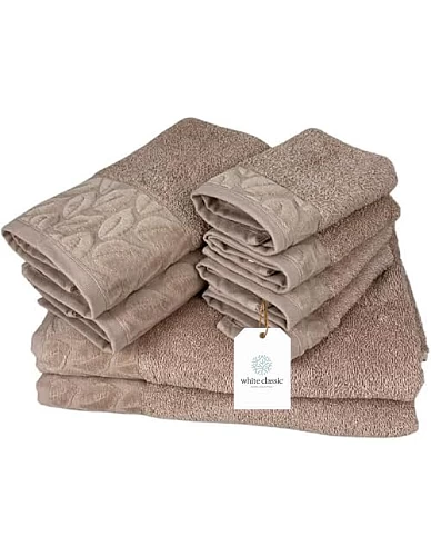 White Classic Cotton Bath Towel Set, 8-Piece, 700 GSM, 2 Bath Towels, 2 Hand Towels, 4 Washcloths (Gray)