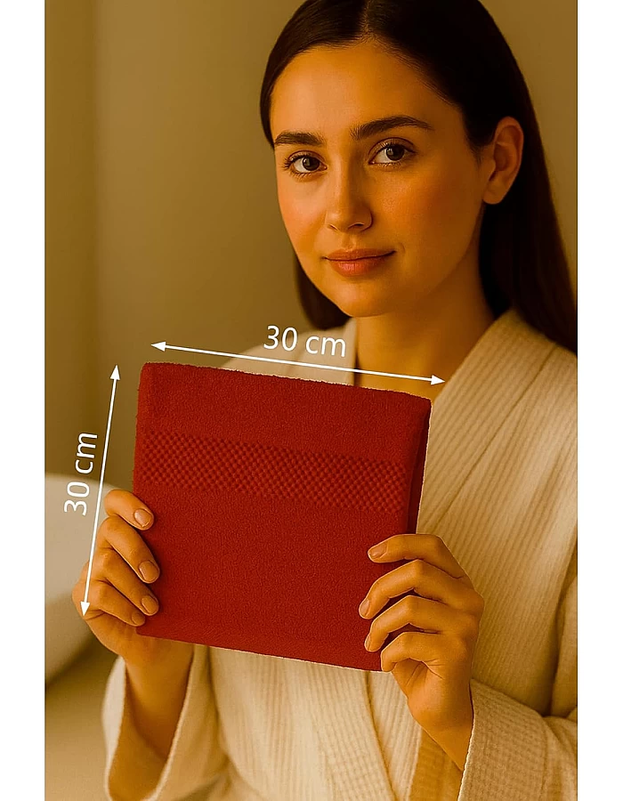 White Classic Cotton Towel, 100% Cotton, 1 Piece Face Towel (Red, Face Towel (30x30 cm))