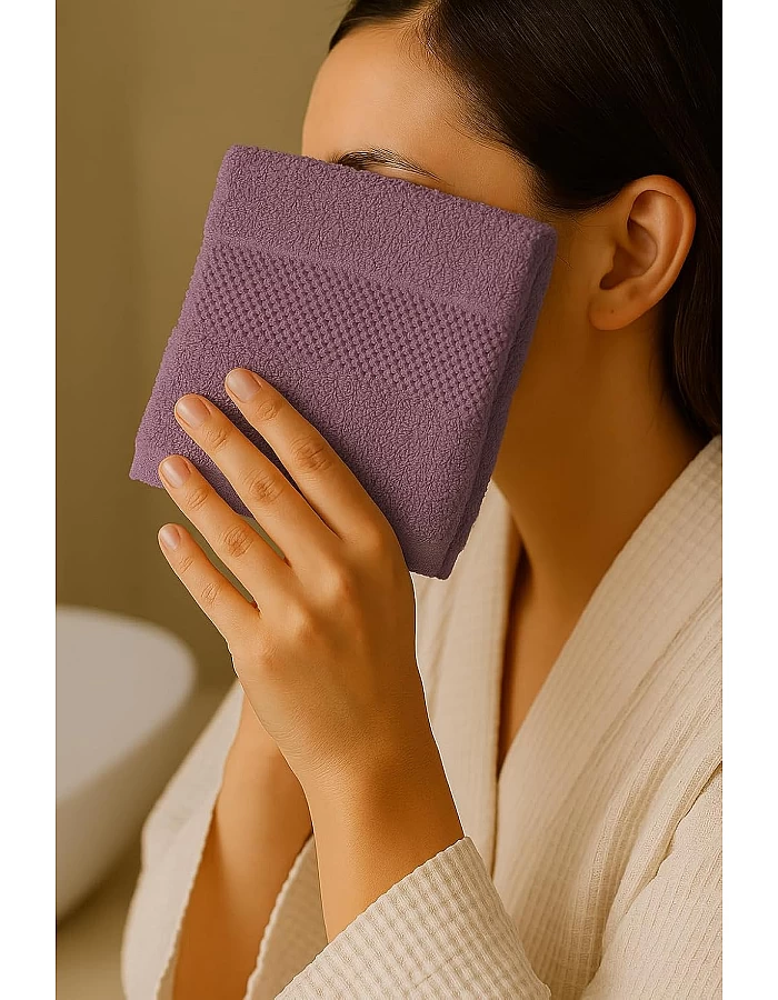 White Classic Cotton Towel, 100% Cotton, 1 Piece Face towel (Purple, Face Towel (30x30 cm))