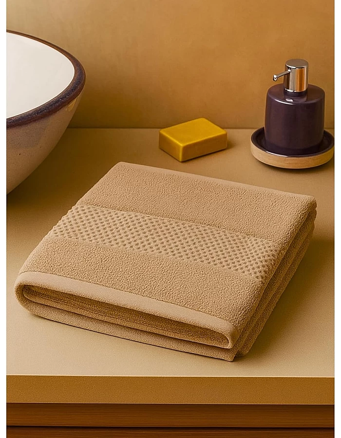 White Classic Cotton Towel, 100% Cotton, 1 Piece Hand Towel (Beige, Face Towel (30x30 cm))