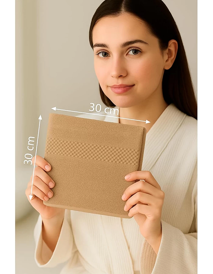 White Classic Cotton Towel, 100% Cotton, 1 Piece Hand Towel (Beige, Face Towel (30x30 cm))