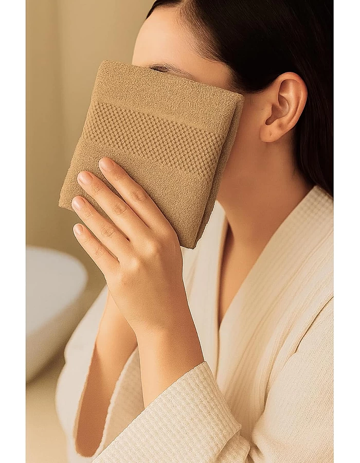 White Classic Cotton Towel, 100% Cotton, 1 Piece Hand Towel (Beige, Face Towel (30x30 cm))