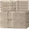 White Classic Luxury Bath Towel Set - Combed Cotton Hotel Quality Absorbent 8 Piece Towels | 2 Bath Towels | 2 Hand Towels | 4 Washcloths [Worth $72.95] 8 Pack | (4Grey/4White, 8Pc)
