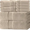 White Classic Luxury Bath Towel Set of 8 Pieces - 100% Turkish Cotton Highly Absorbent Towels for Bathroom, 2 Luxury Bath Towels 700GSM, 2 Hand Towels, 4 Washcloths, Lavender