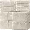 White Classic Luxury Bath Towel Set of 8 Pieces - 100% Turkish Cotton Highly Absorbent Towels for Bathroom, 2 Luxury Bath Towels 700GSM, 2 Hand Towels, 4 Washcloths, Lavender