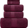 White Classic Luxury Bath Towel Set of 8 Pieces - 100% Turkish Cotton Highly Absorbent Towels for Bathroom, 2 Luxury Bath Towels 700GSM, 2 Hand Towels, 4 Washcloths, Wine Red
