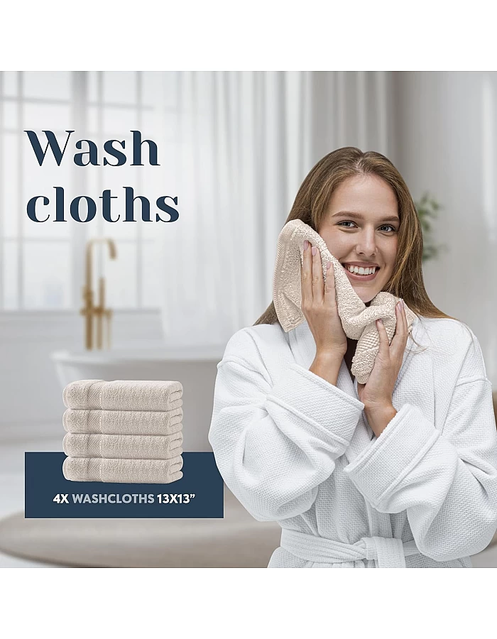 White Classic Luxury Bath Towel Set of 8 Pieces - 100% Turkish Cotton Highly Absorbent Towels for Bathroom, 2 Luxury Bath Towels 700GSM, 2 Hand Towels, 4 Washcloths, Wine Red