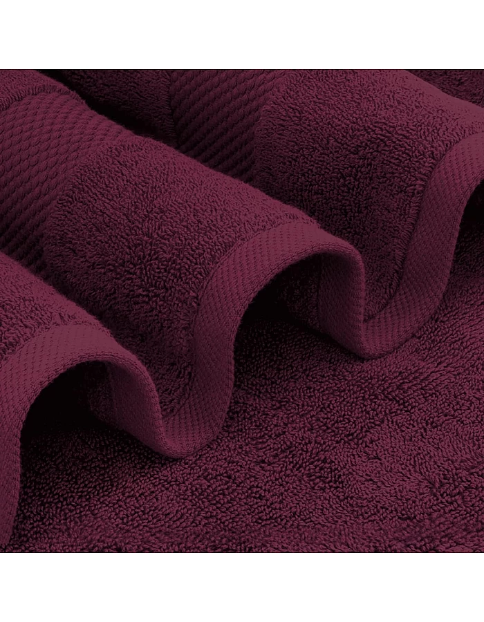 White Classic Luxury Bath Towel Set of 8 Pieces - 100% Turkish Cotton Highly Absorbent Towels for Bathroom, 2 Luxury Bath Towels 700GSM, 2 Hand Towels, 4 Washcloths, Wine Red