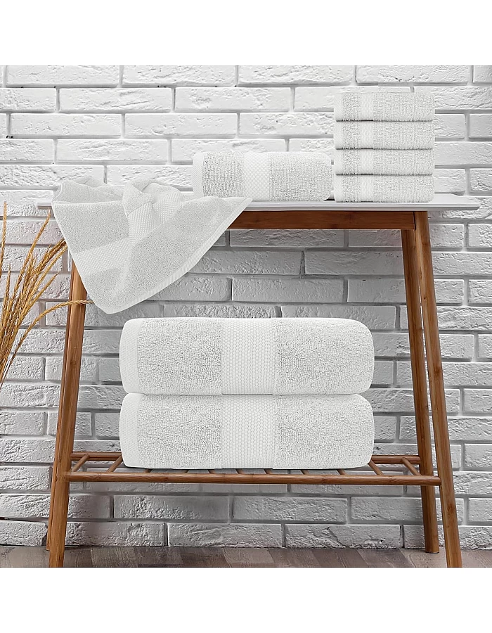 White Classic Luxury Bath Towel Set of 8 Pieces - 100% Turkish Cotton Highly Absorbent Towels for Bathroom, 2 Luxury Bath Towels 700GSM, 2 Hand Towels, 4 Washcloths, Wine Red