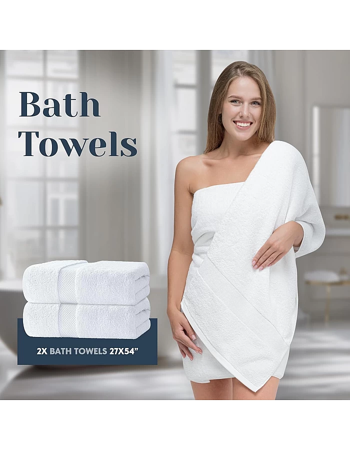 White Classic Luxury Bath Towel Set of 8 Pieces - 100% Turkish Cotton Highly Absorbent Towels for Bathroom, 2 Luxury Bath Towels 700GSM, 2 Hand Towels, 4 Washcloths, Wine Red